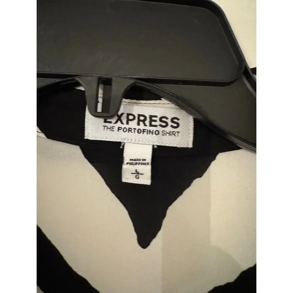 EXPRESS The Portofino Shirt Black & White Zebra Animal Print Blouse Large